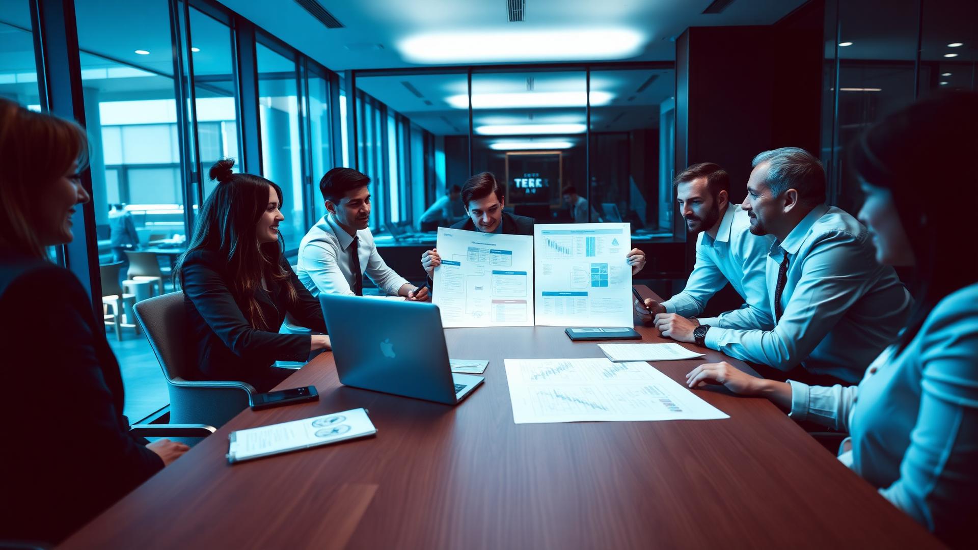 Réunion stratégique d’équipe autour de documents d’organisation